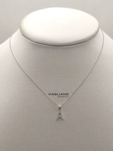 Collana oro bianco e diamanti lettera A