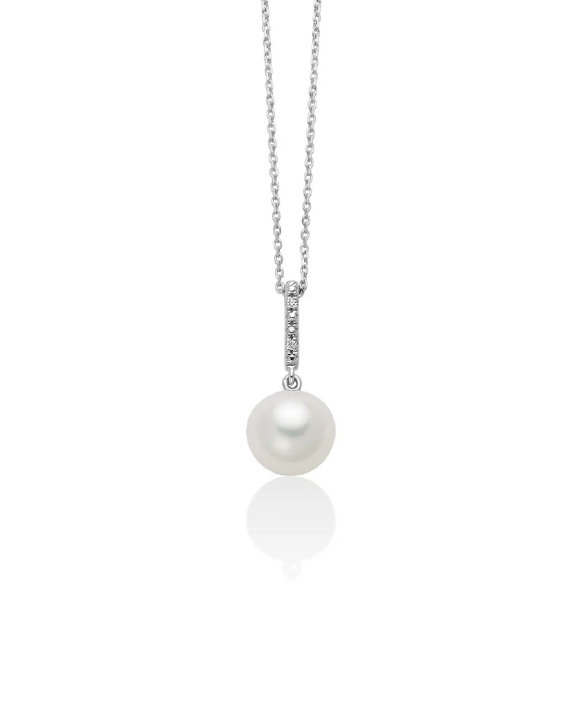 Collana girocollo da donna Miluna Perle in oro bianco  375 con due diamanti, PCL6516X