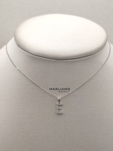 Collana oro bianco e diamanti lettera E