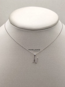 Collana oro bianco e diamanti lettera N