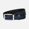 Cintura Montblanc reversibile in pelle nera/blu 30 mm fibbia rettangolare MB 123899